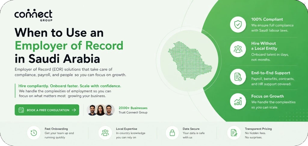 Book a free consultation — When to Use an Employer of Record in Saudi Arabia